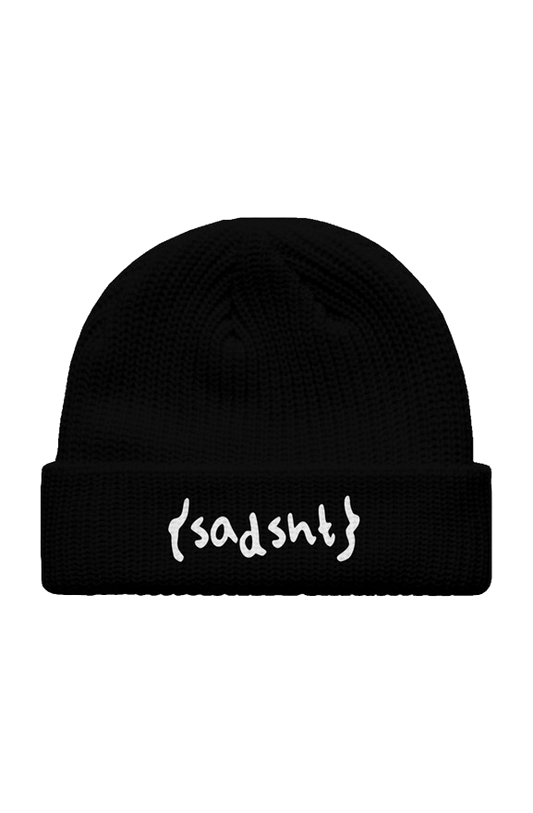 sadsht text beanie